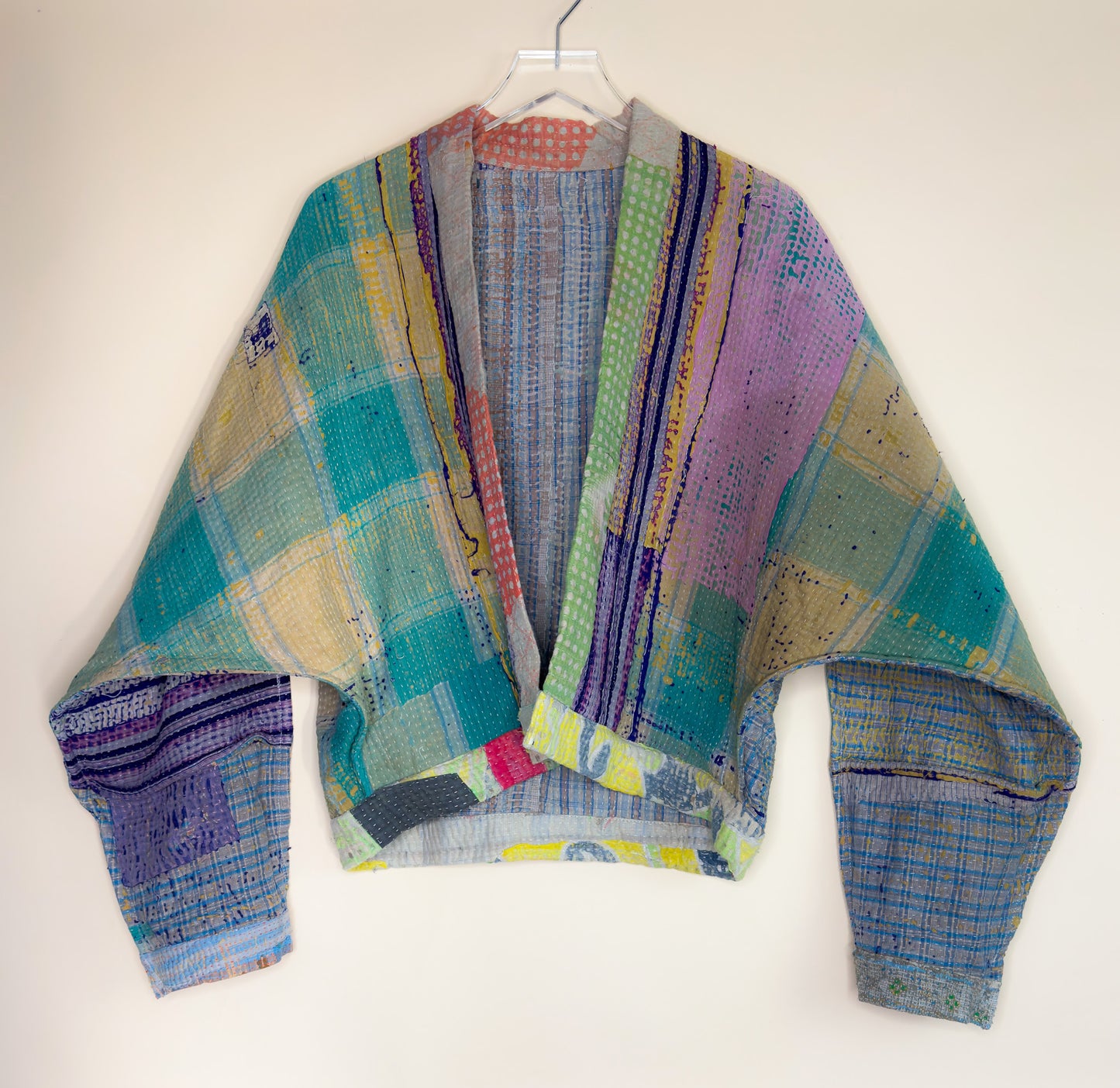 Sugilite | Raglan Sleeve Cropped Quilted Kantha Jacket | Reversible