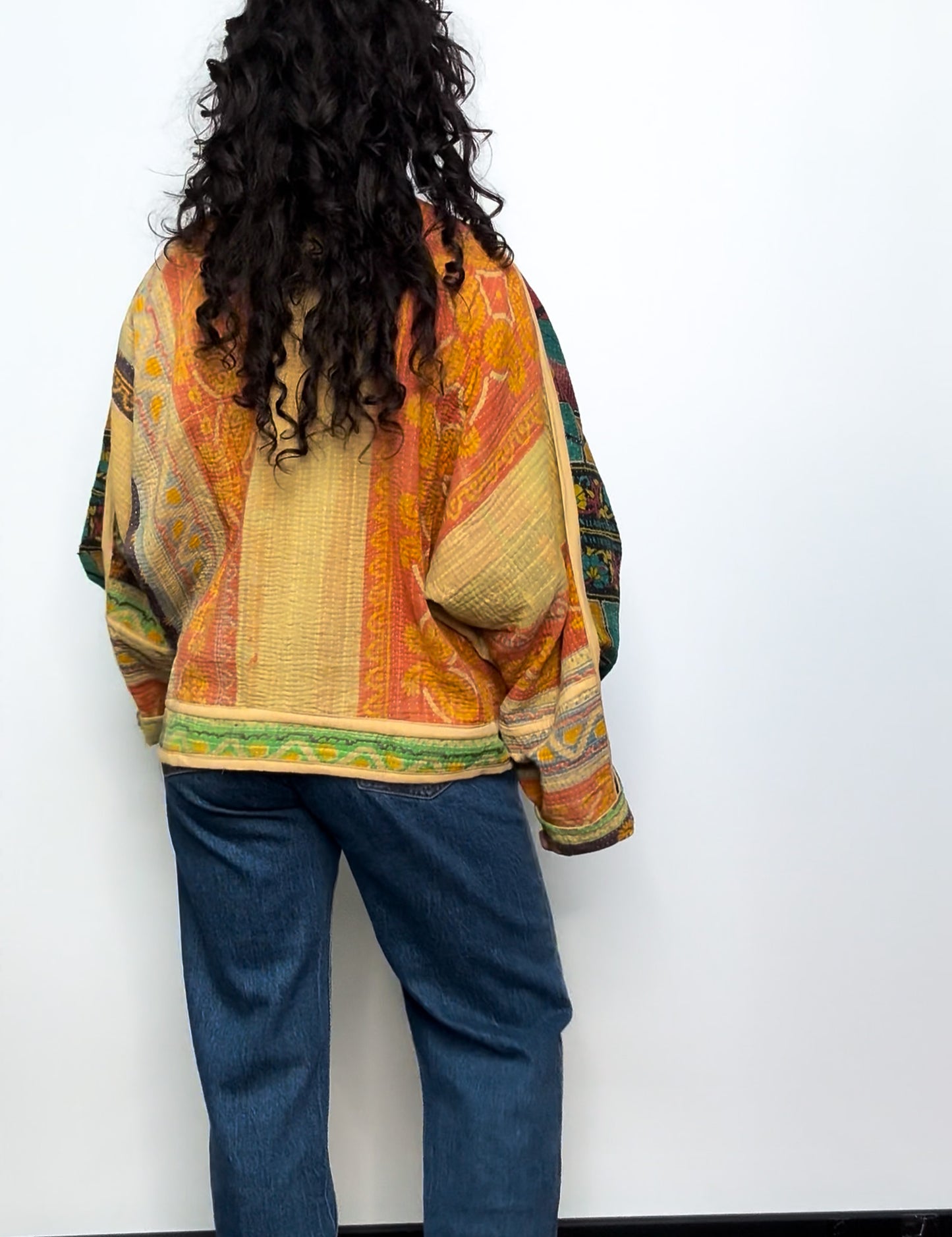 Envy | Raglan Sleeve Cropped Kantha Jacket