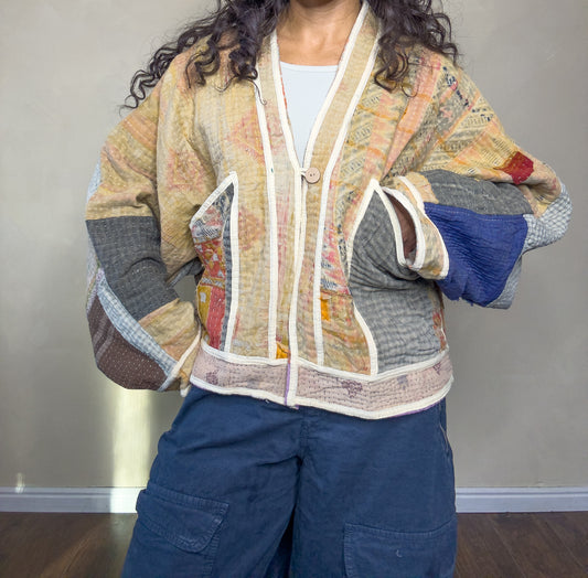 Good Karma | Raglan Sleeve Cropped kantha Jacket