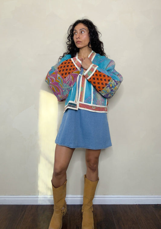 Good Karma | Raglan Sleeve Cropped Kantha Jacket