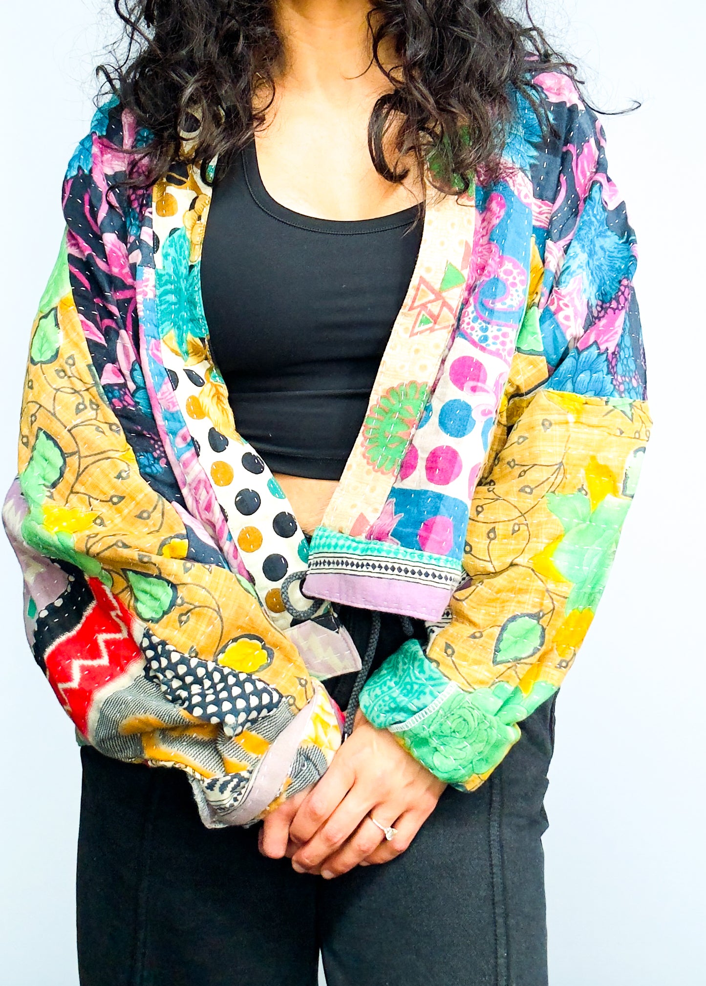 Feelin Playful Raglan Sleeve Reversible Kantha Jacket