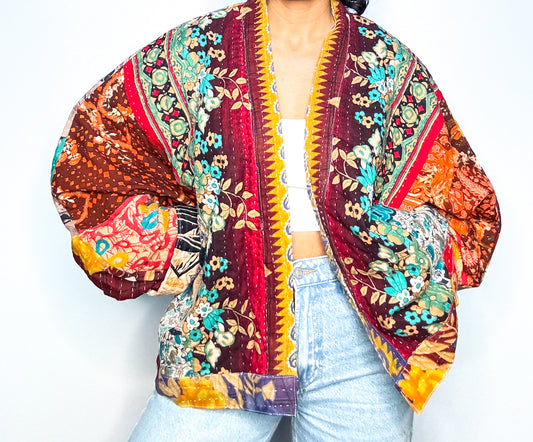 Bring The Heat Raglan Sleeve Kantha Jacket