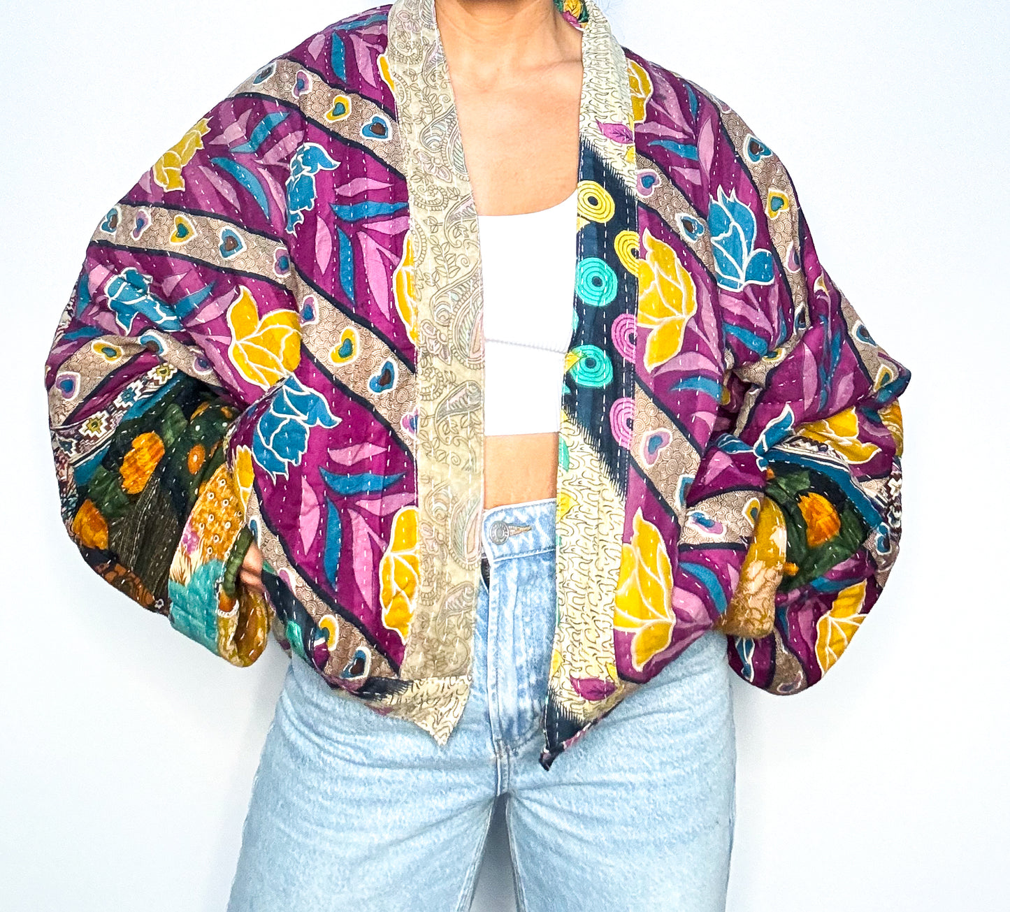 Colores Raglan Sleeve Kantha Jacket