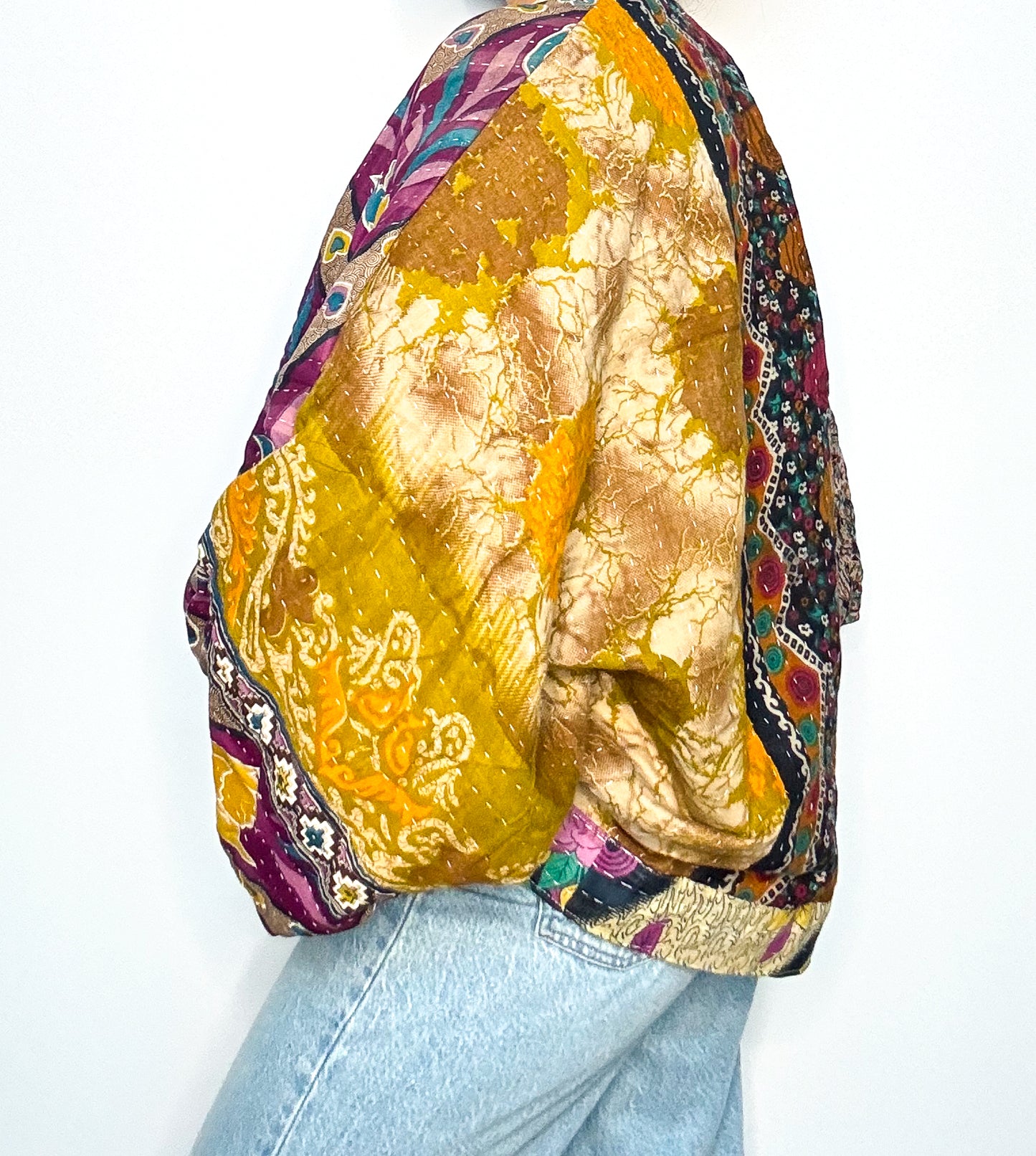 Colores Raglan Sleeve Kantha Jacket