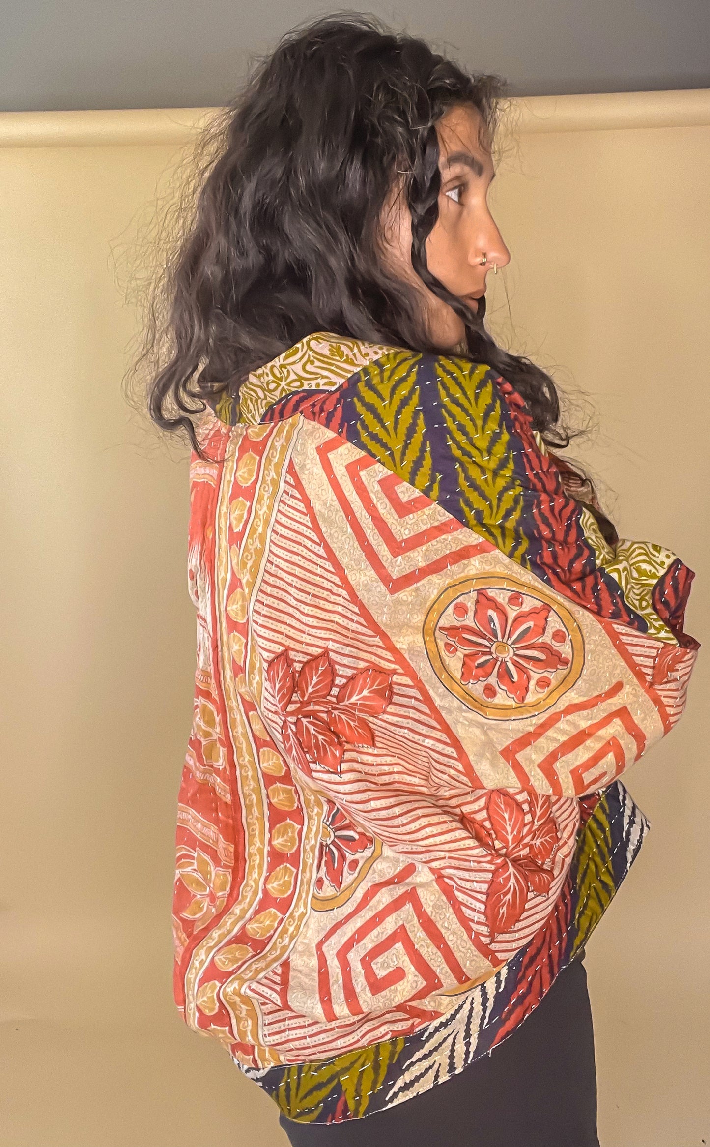 Nahuati Raglan Sleeve Kantha Jacket