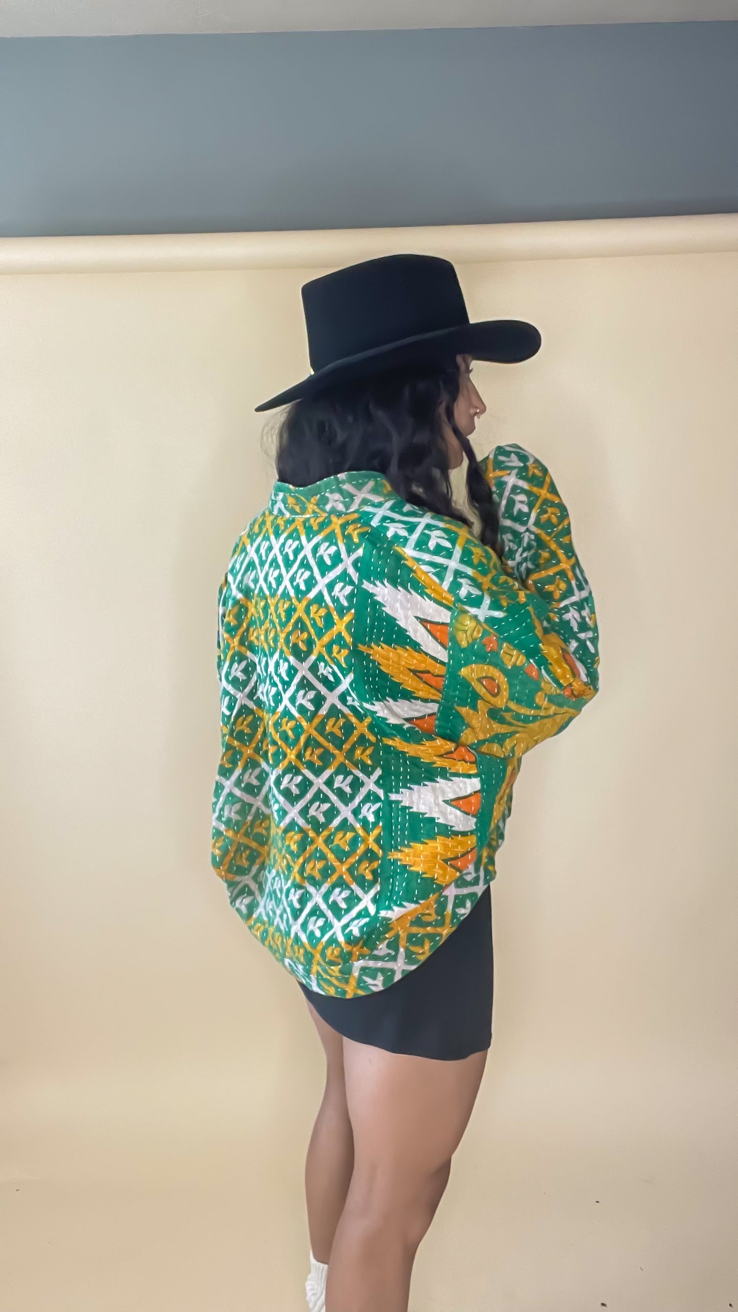 Big West Raglan Sleeve Kantha Jacket