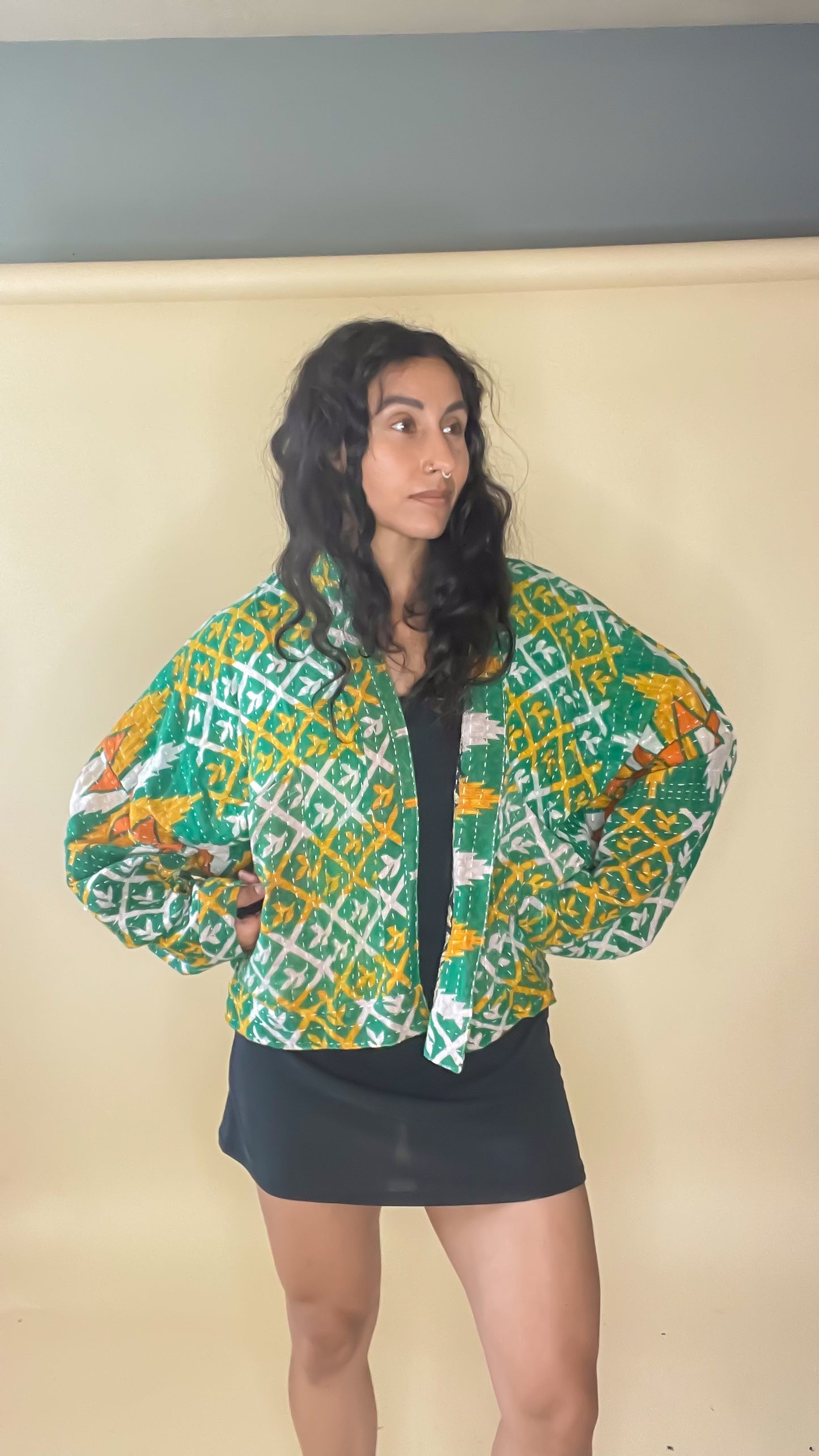 Big West Raglan Sleeve Kantha Jacket