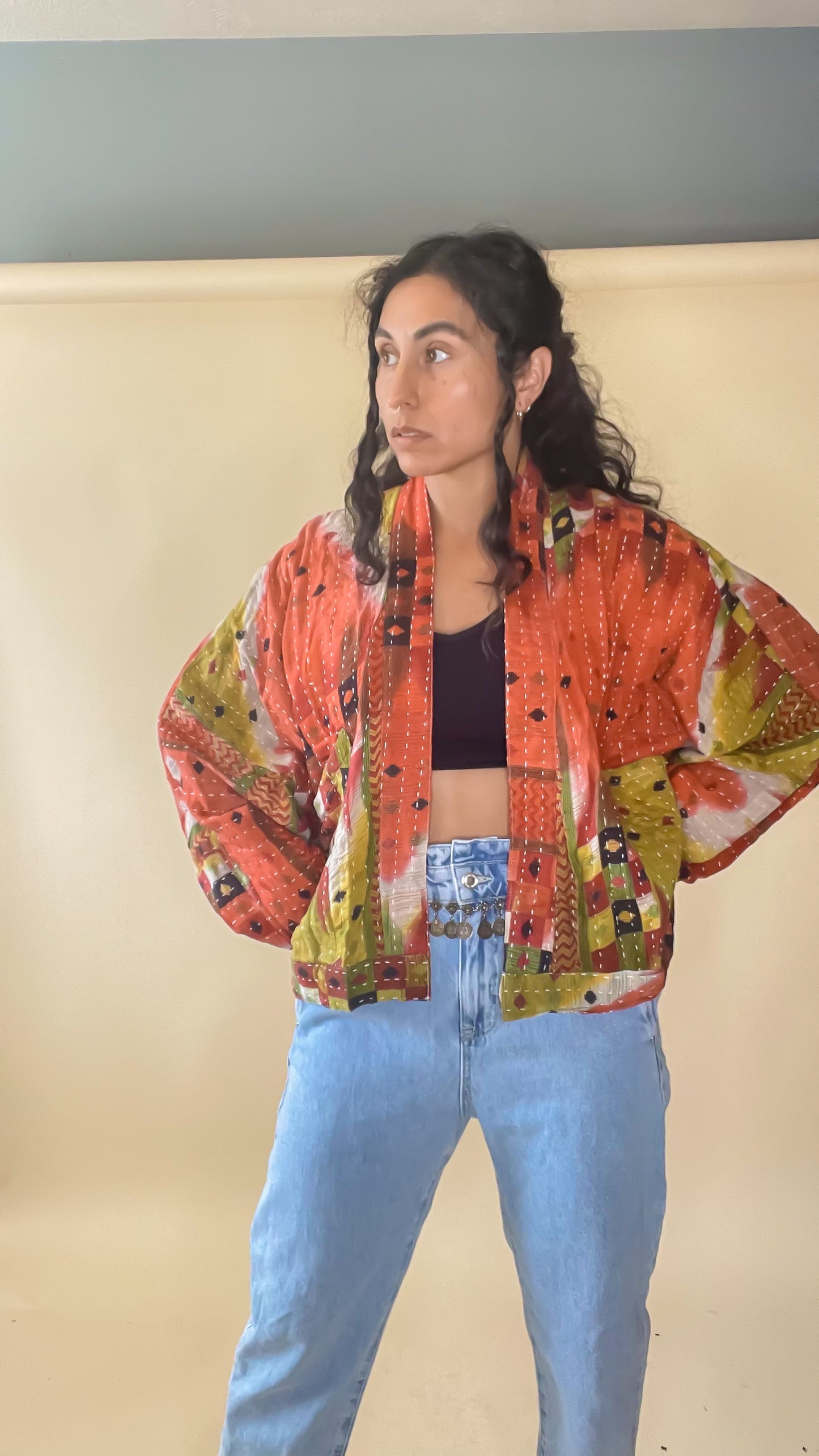 Nairobi Raglan Sleeve Kantha Jacket