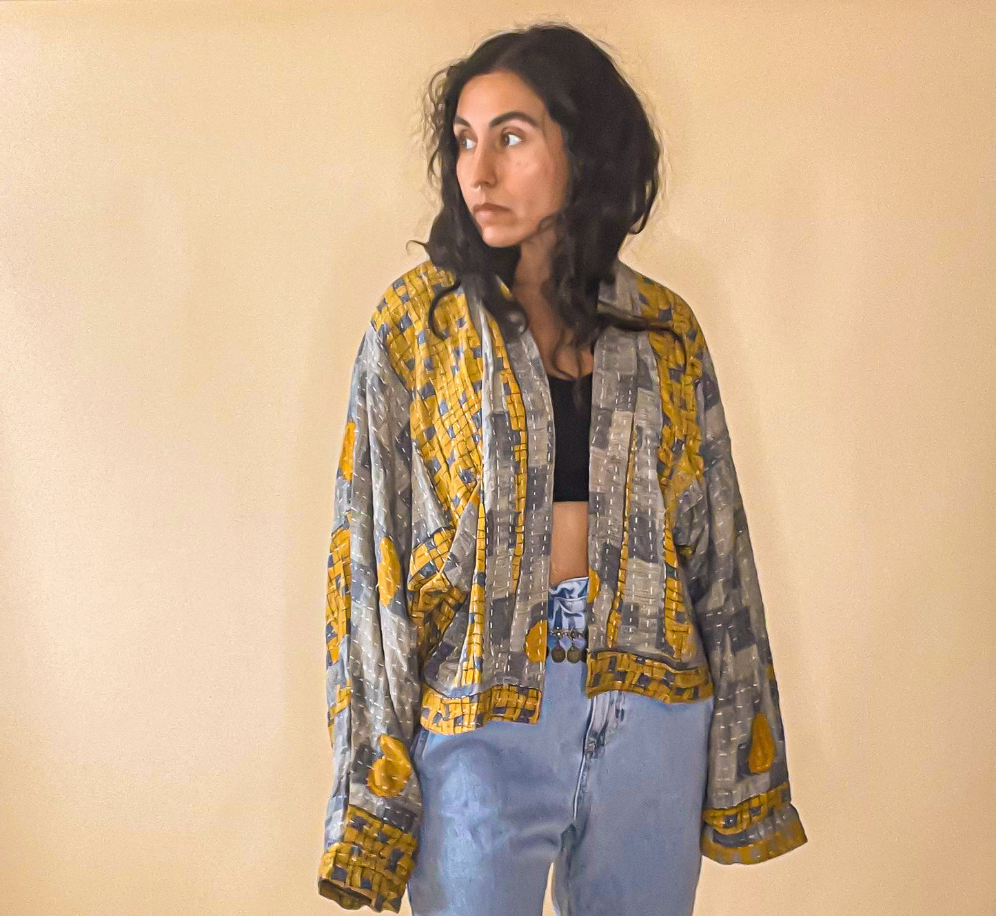 Gintana Raglan Sleeve Kantha Jacket