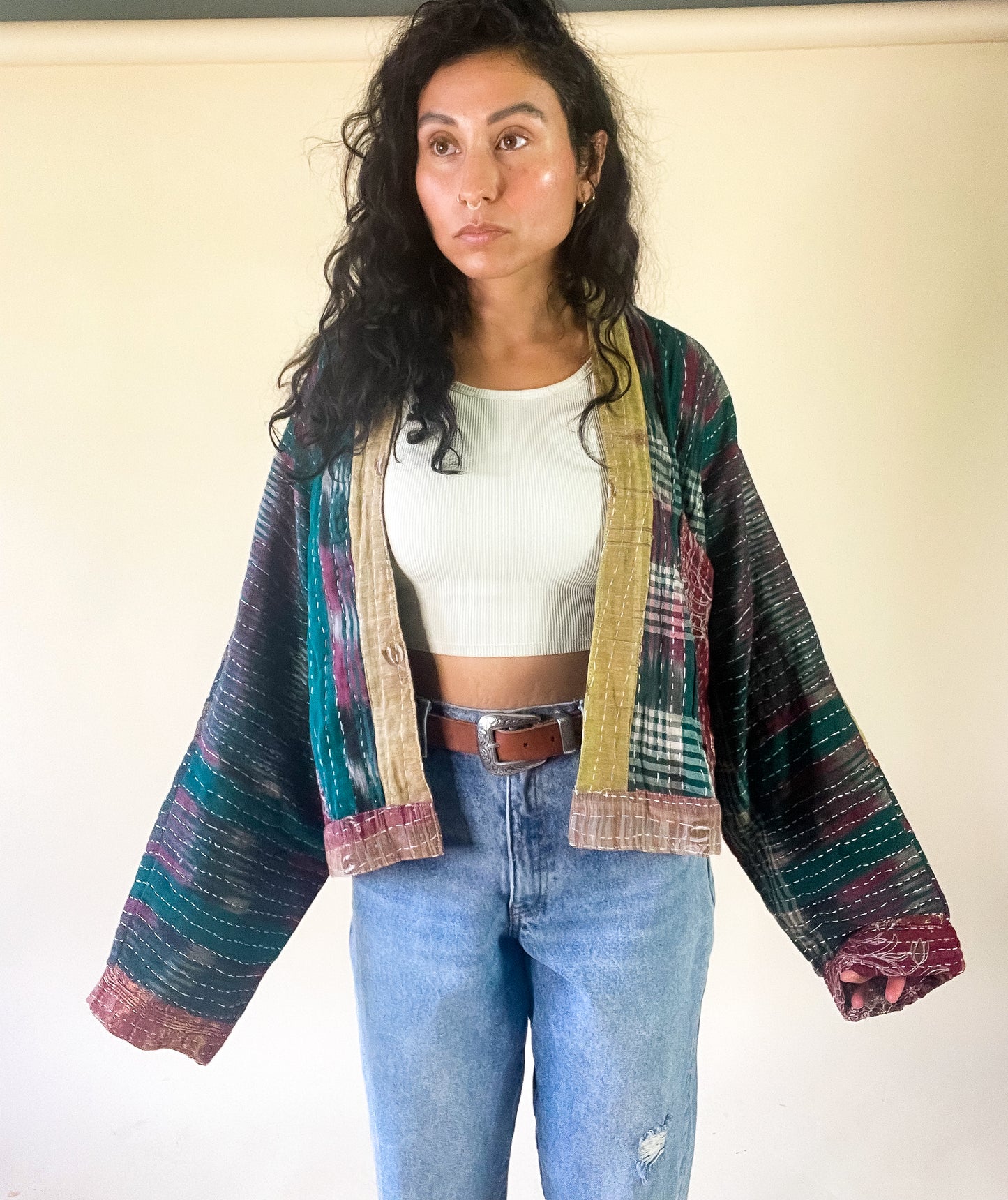 Golden Sun Raglan Sleeve Kantha Jacket