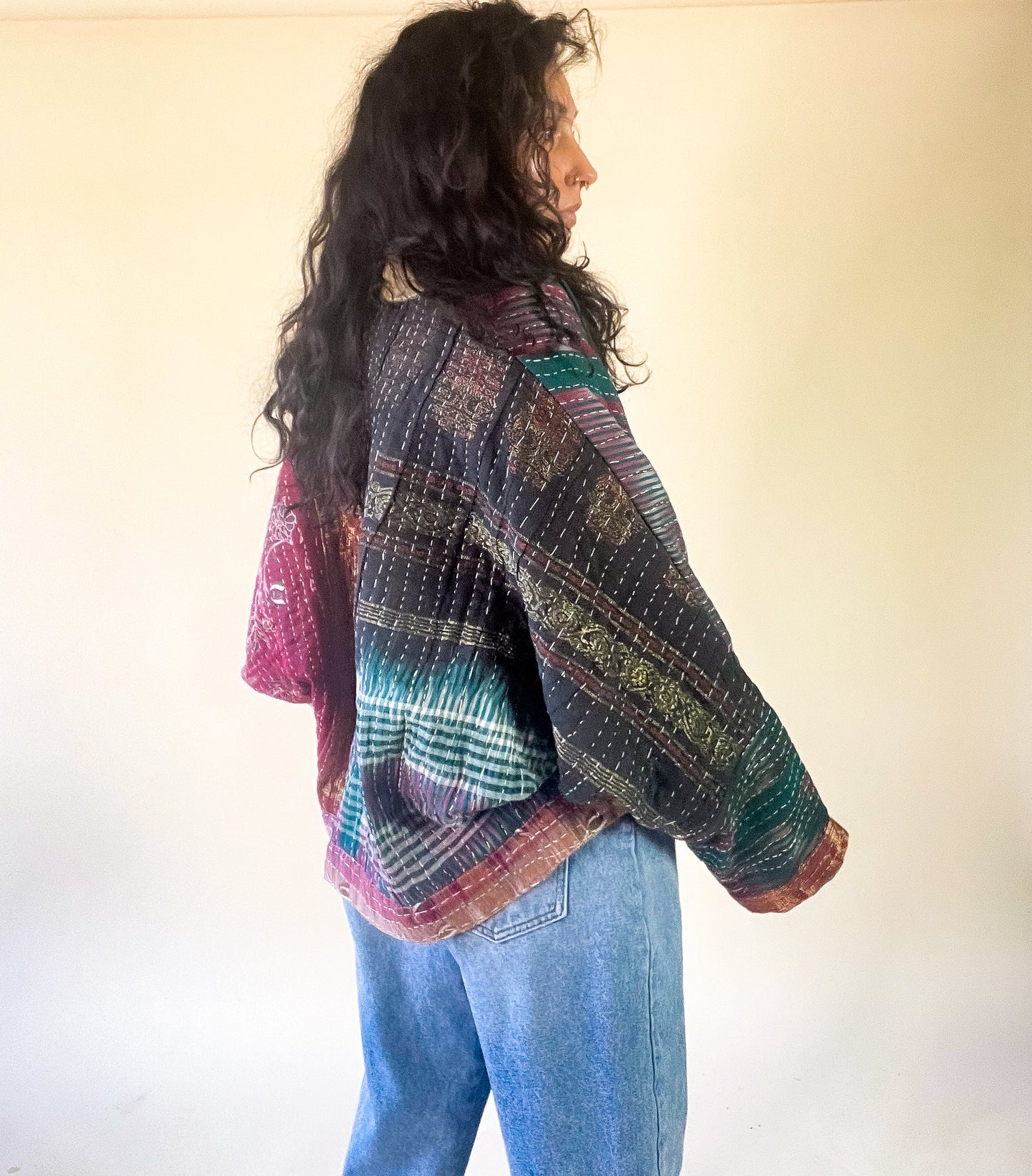 Golden Sun Raglan Sleeve Kantha Jacket