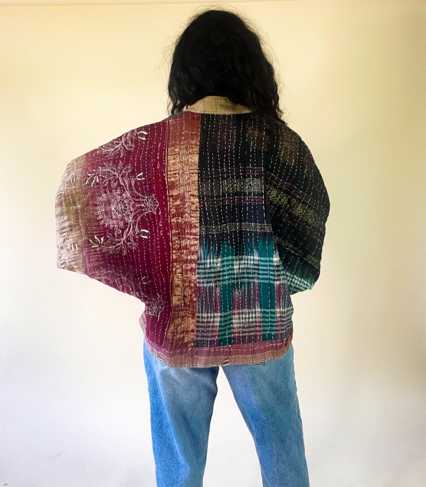 Golden Sun Raglan Sleeve Kantha Jacket