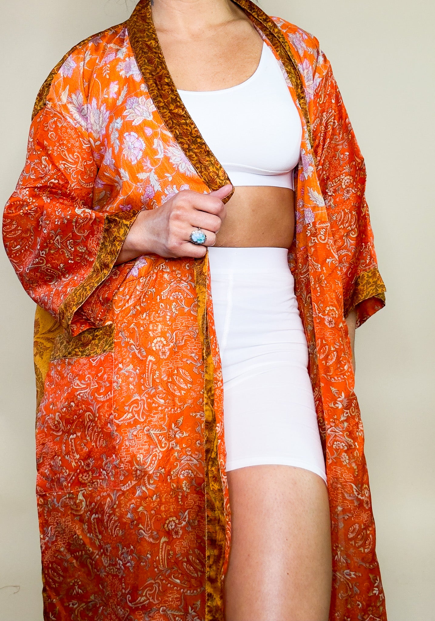 Evanora | Maxi Upcycled Silk Saree Kimono