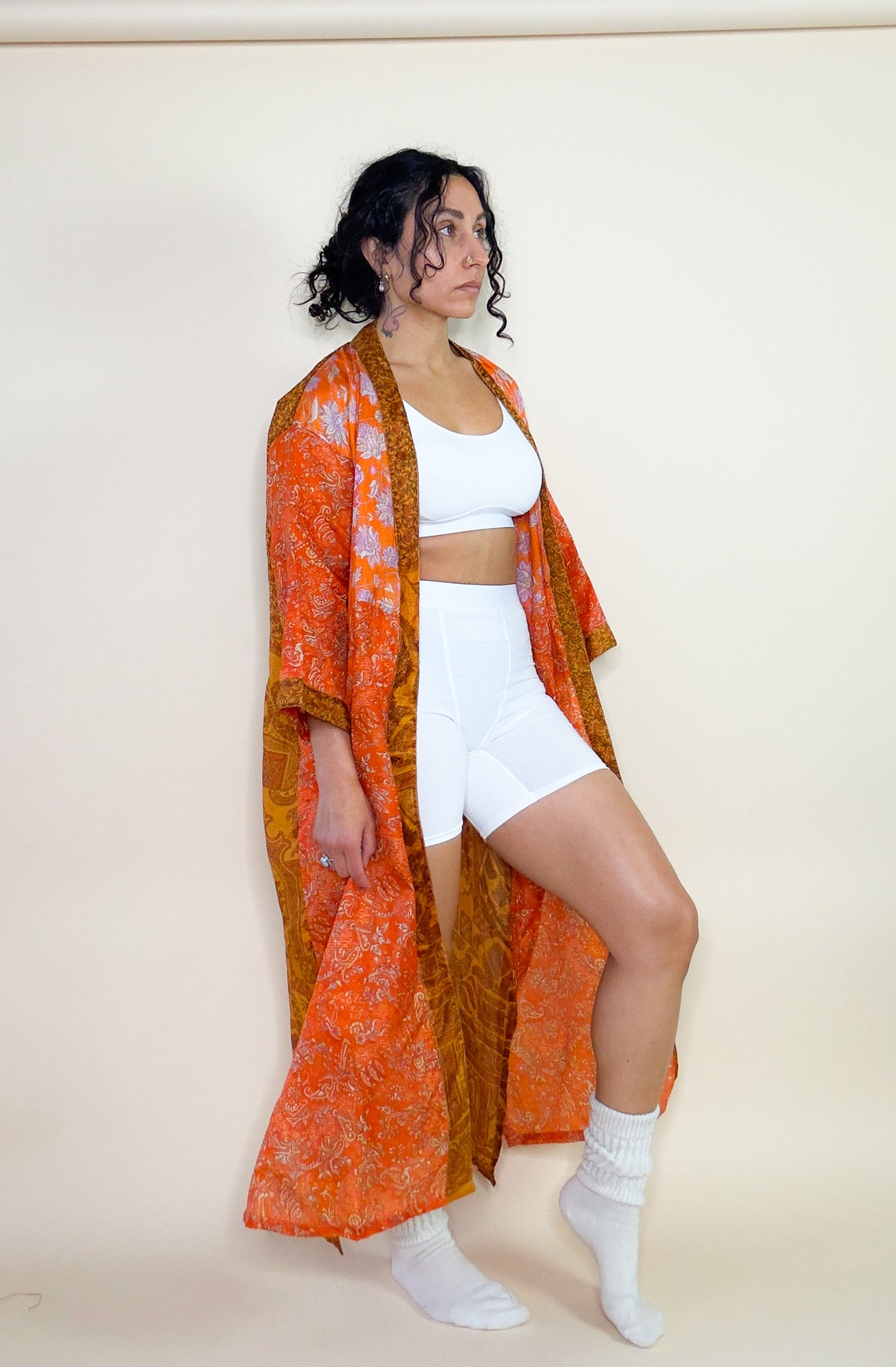 Evanora | Maxi Upcycled Silk Saree Kimono