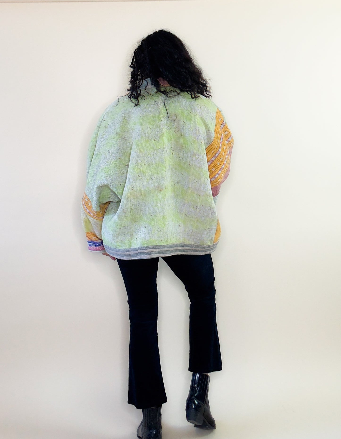 Good Luck| Raglan Sleeve Cropped Upcycled Indian Quilt Jacket