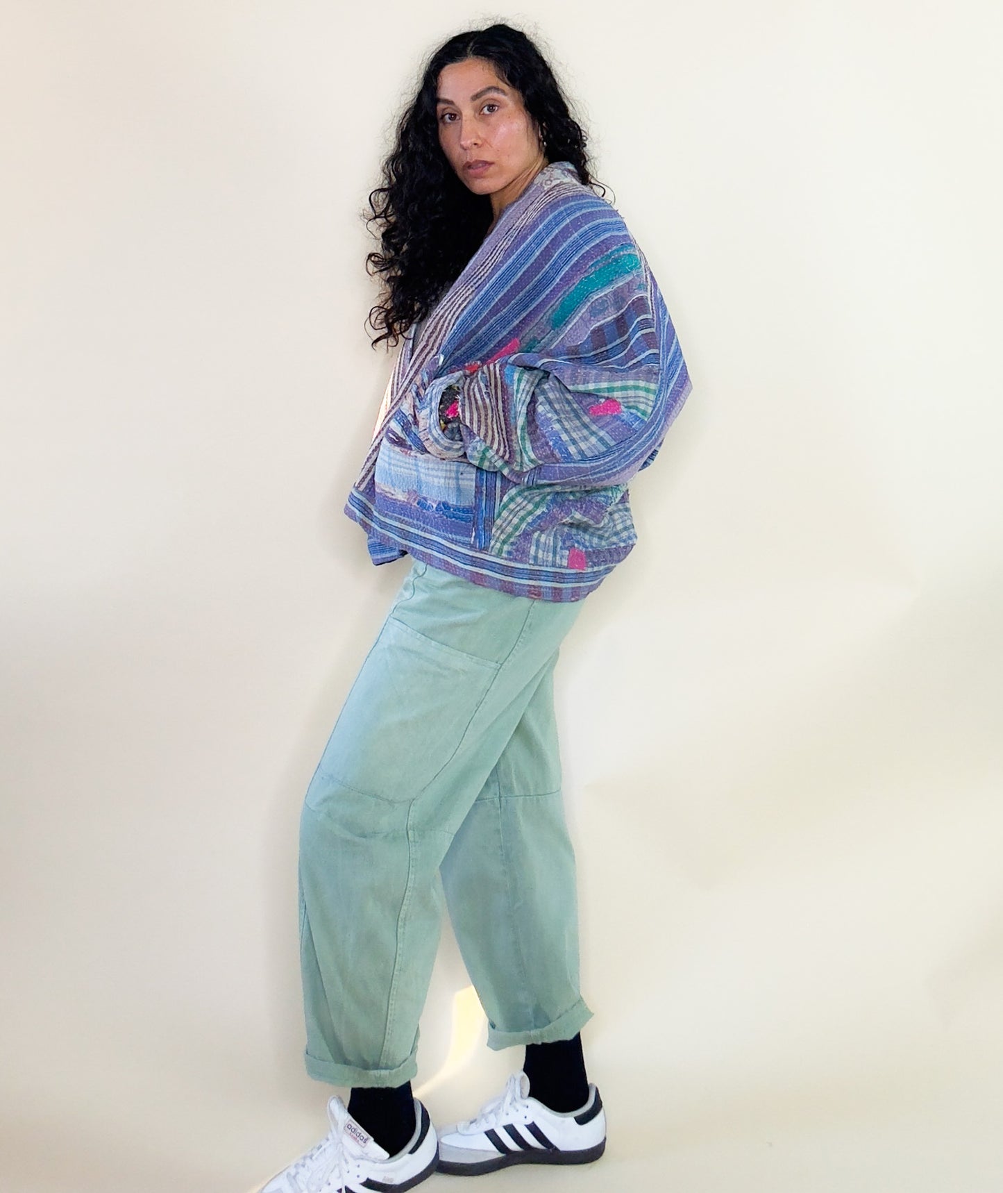 New Me | Raglan Sleeve Cropped Upcycled Indian Quilt Jacket