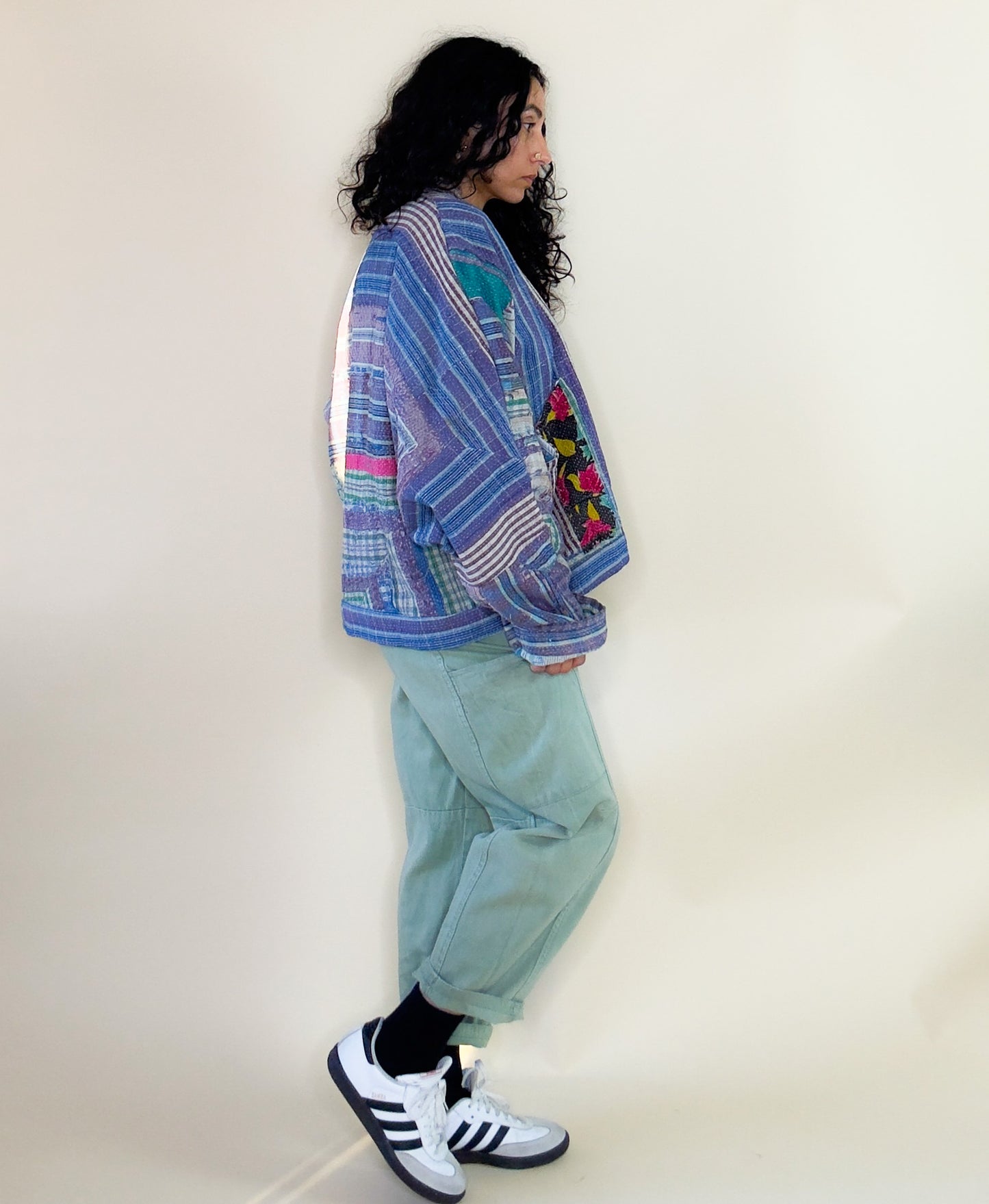 New Me | Raglan Sleeve Cropped Upcycled Indian Quilt Jacket