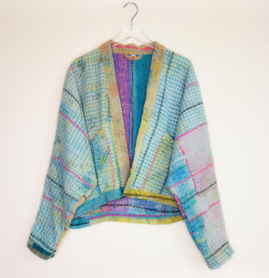 Candy Spring | Cropped Quilted Kantha Jacket