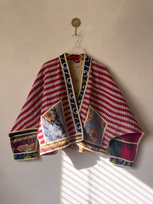 Maravilla | Raglan Sleeve Cropped Kantha Jacket