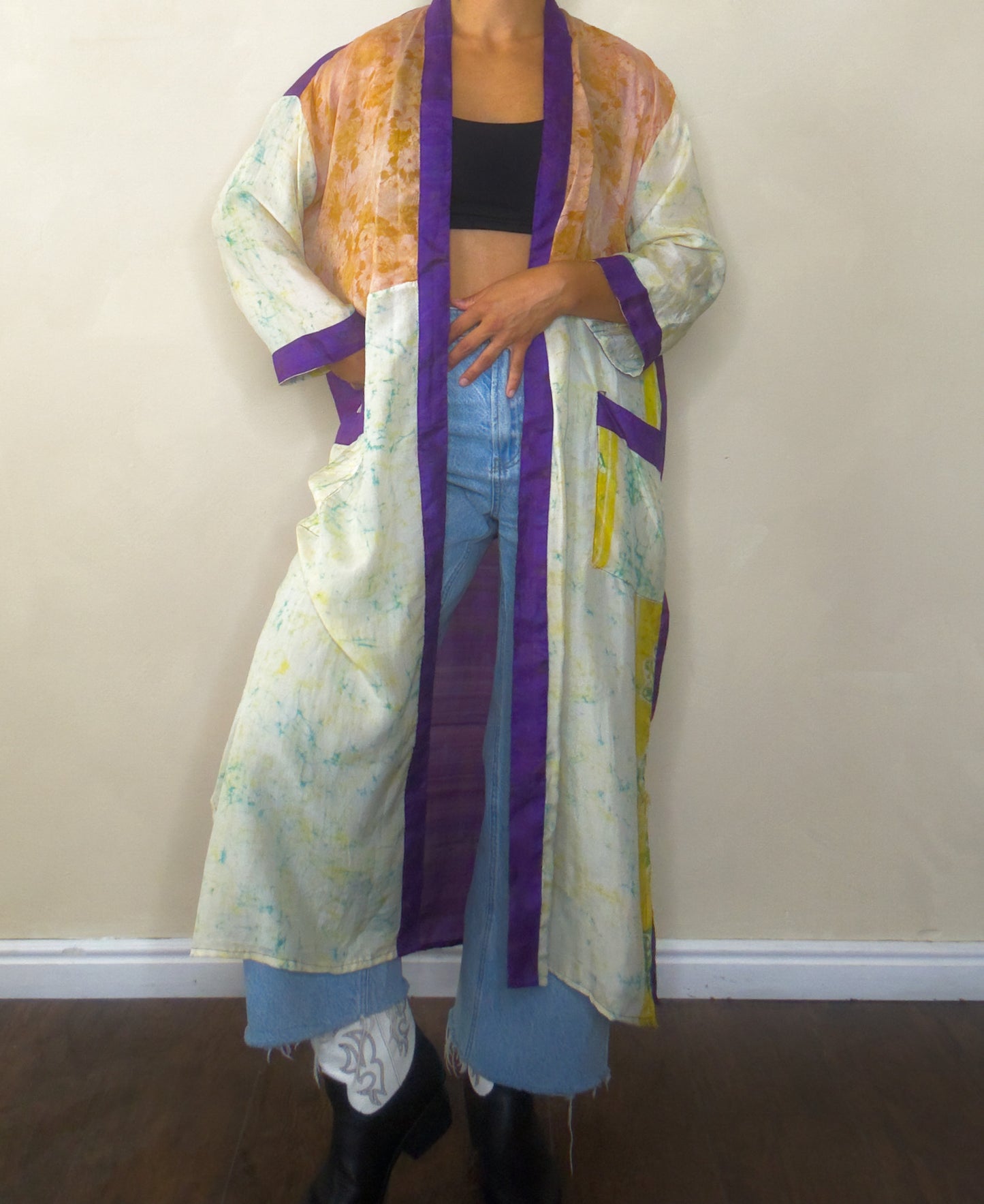 Cali Weather | Maxi Upcycled Silk Saree Kimono