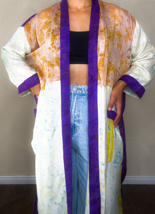 Cali Weather | Maxi Upcycled Silk Saree Kimono