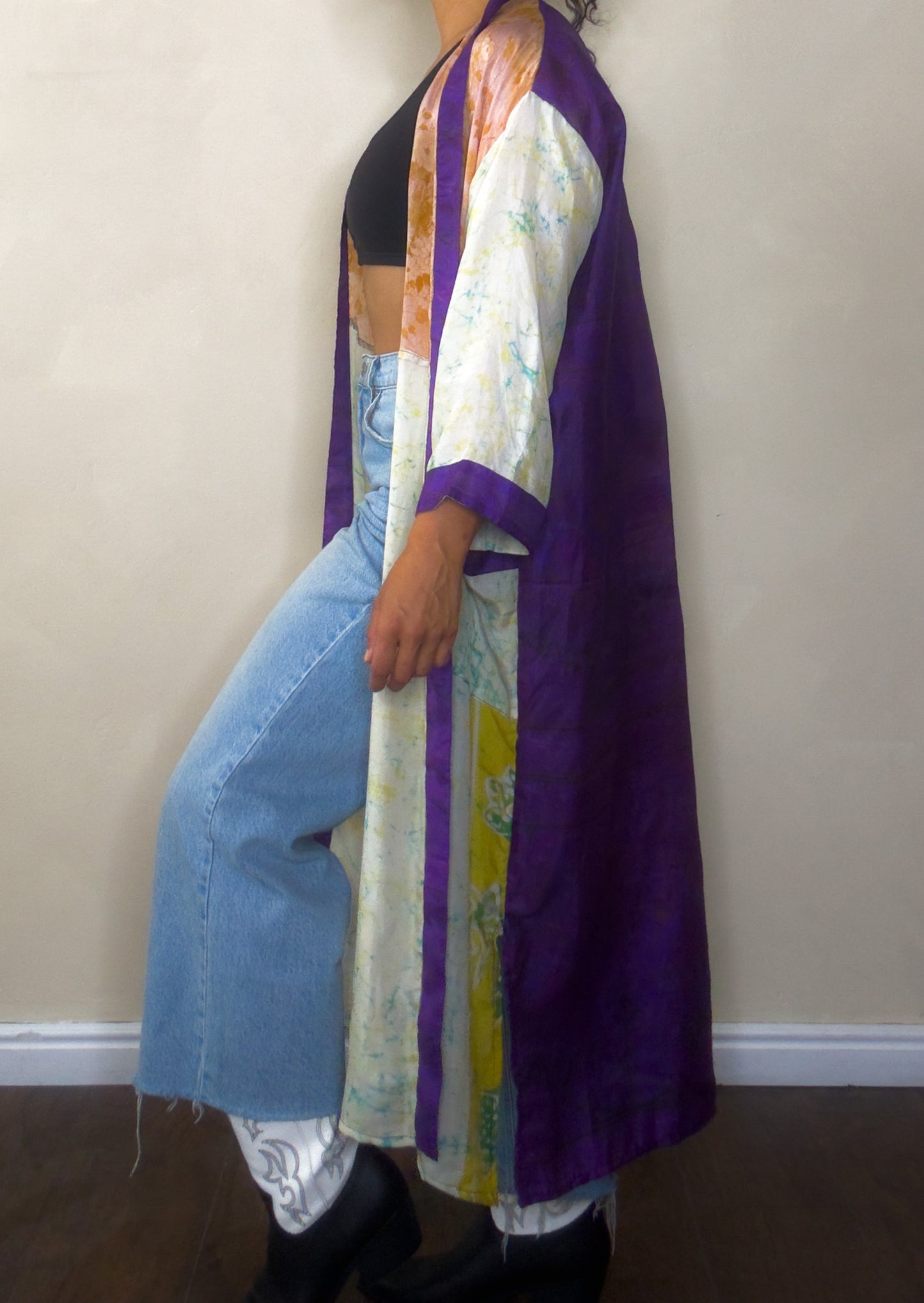 Cali Weather | Maxi Upcycled Silk Saree Kimono