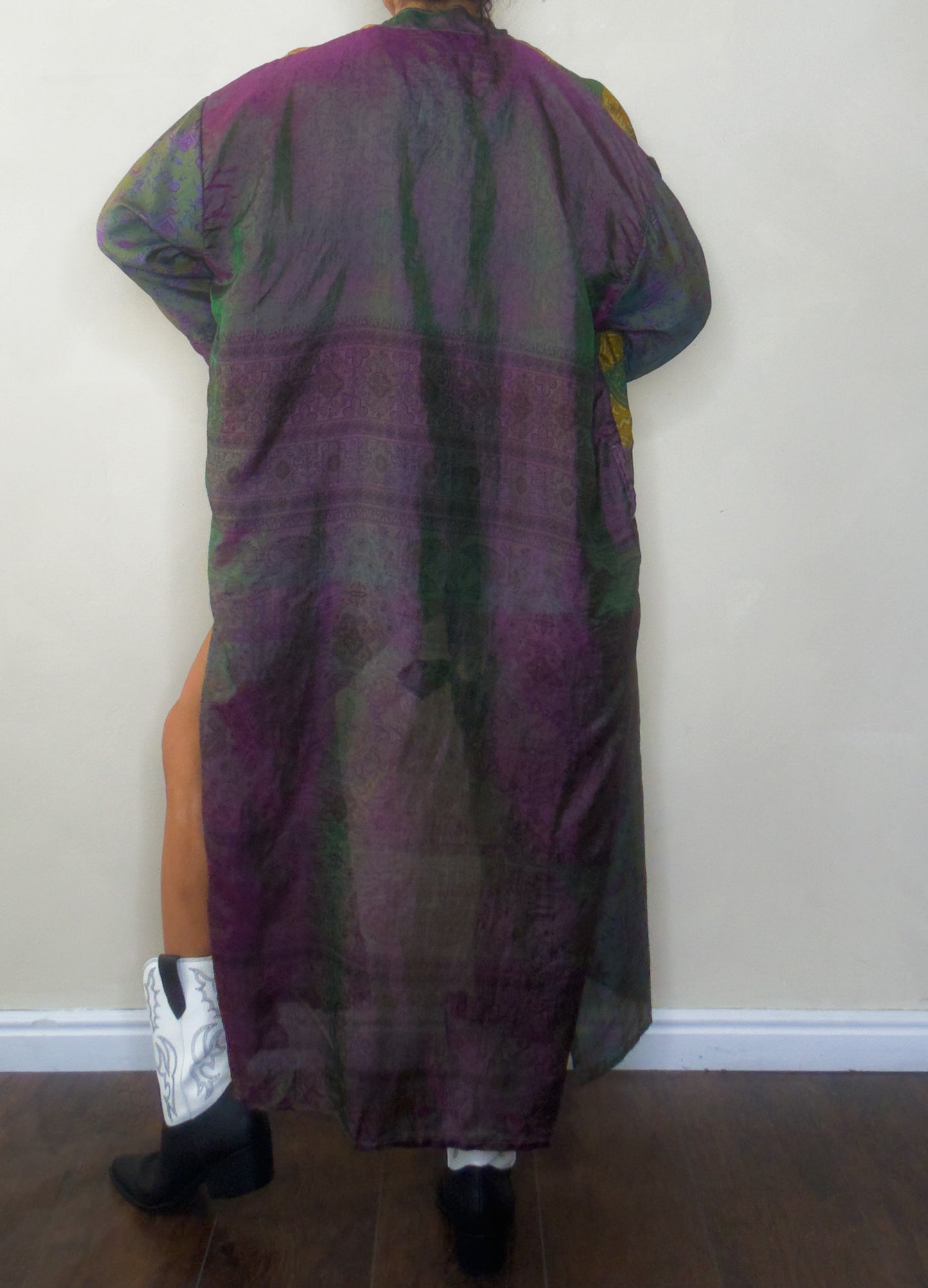 Touch Earth | Maxi Upcycled Silk Saree Kimono