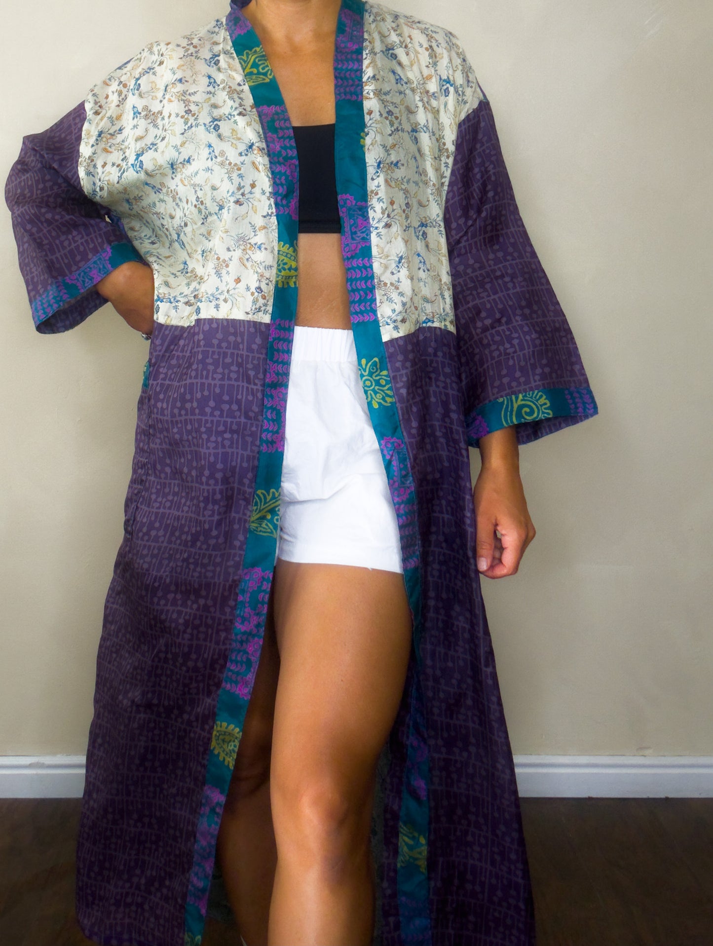 Anywhere But Here | Maxi Upcycled Silk Saree Kimono