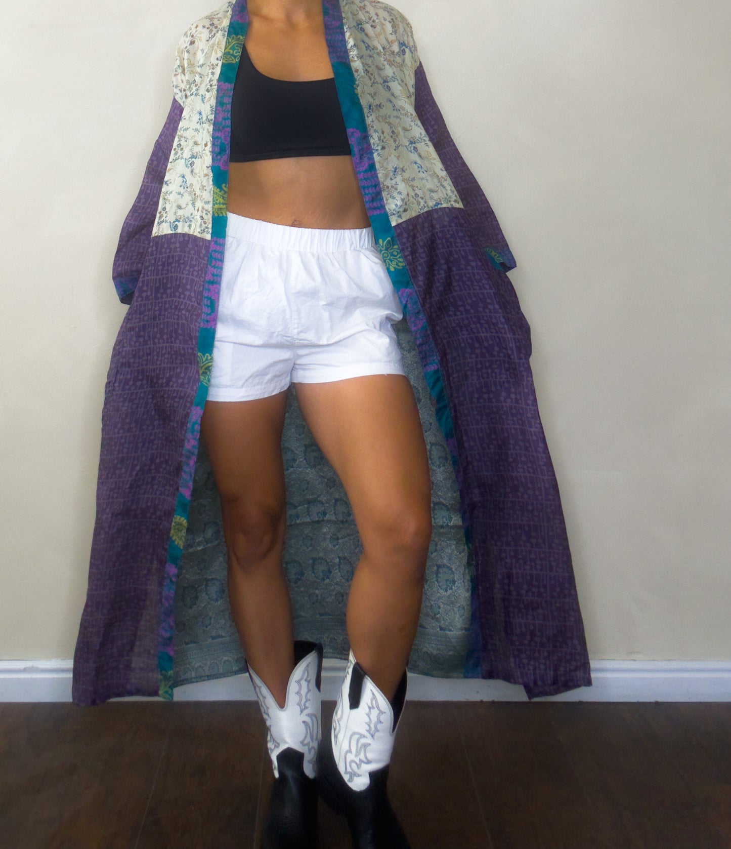 Anywhere But Here | Maxi Upcycled Silk Saree Kimono