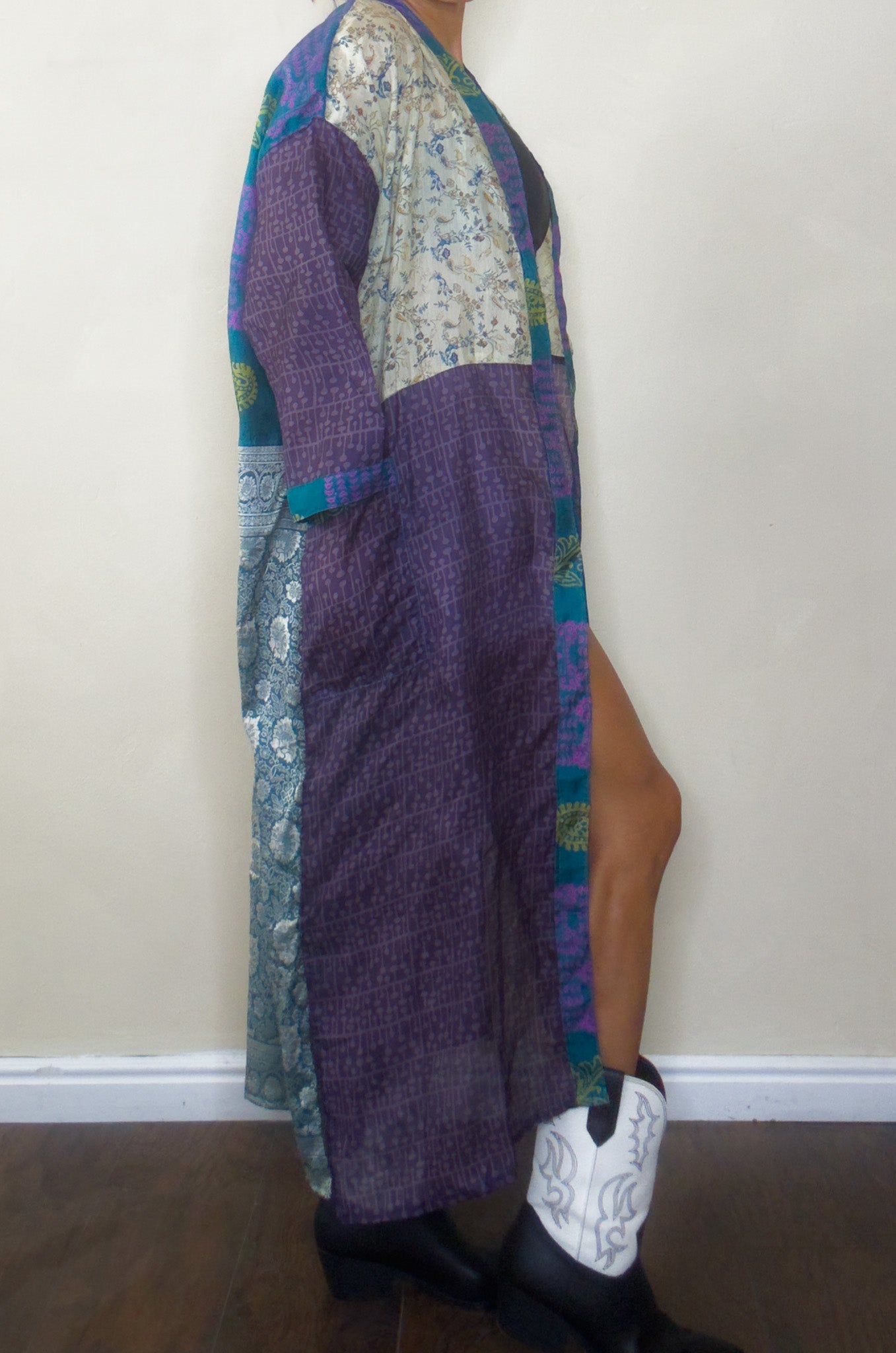 Anywhere But Here | Maxi Upcycled Silk Saree Kimono
