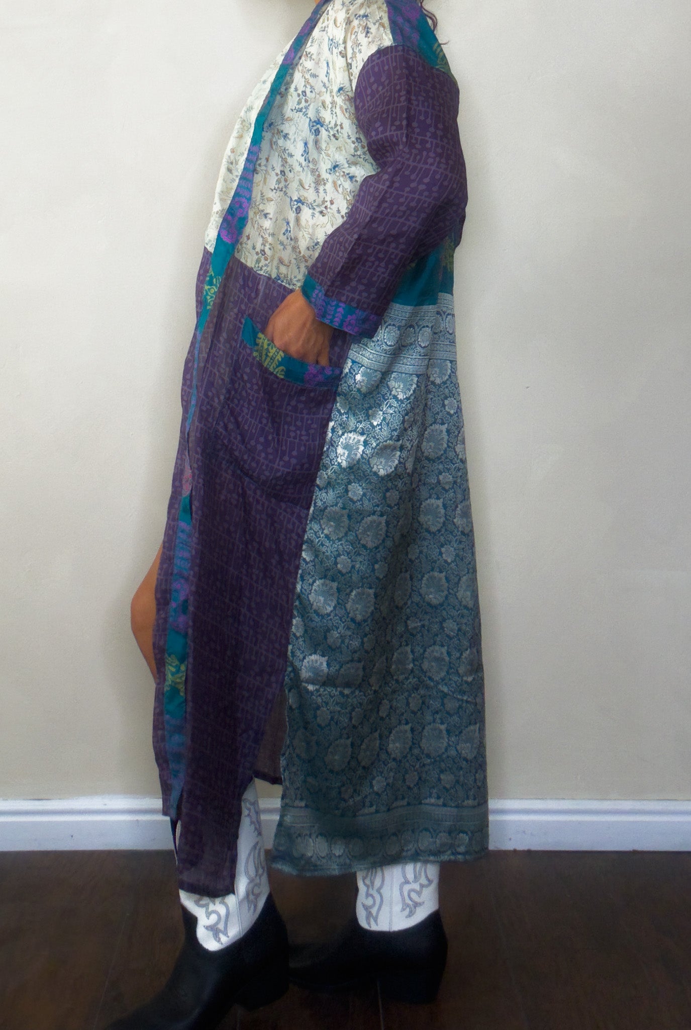 Anywhere But Here | Maxi Upcycled Silk Saree Kimono