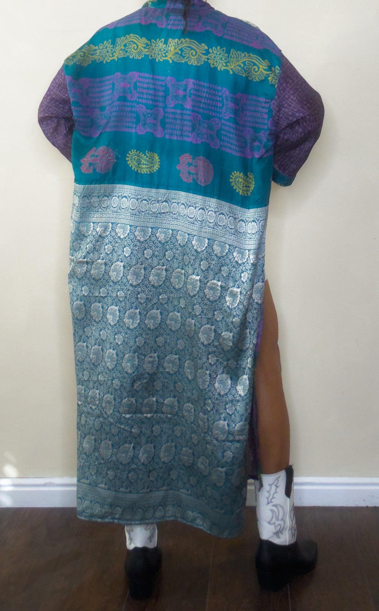 Anywhere But Here | Maxi Upcycled Silk Saree Kimono