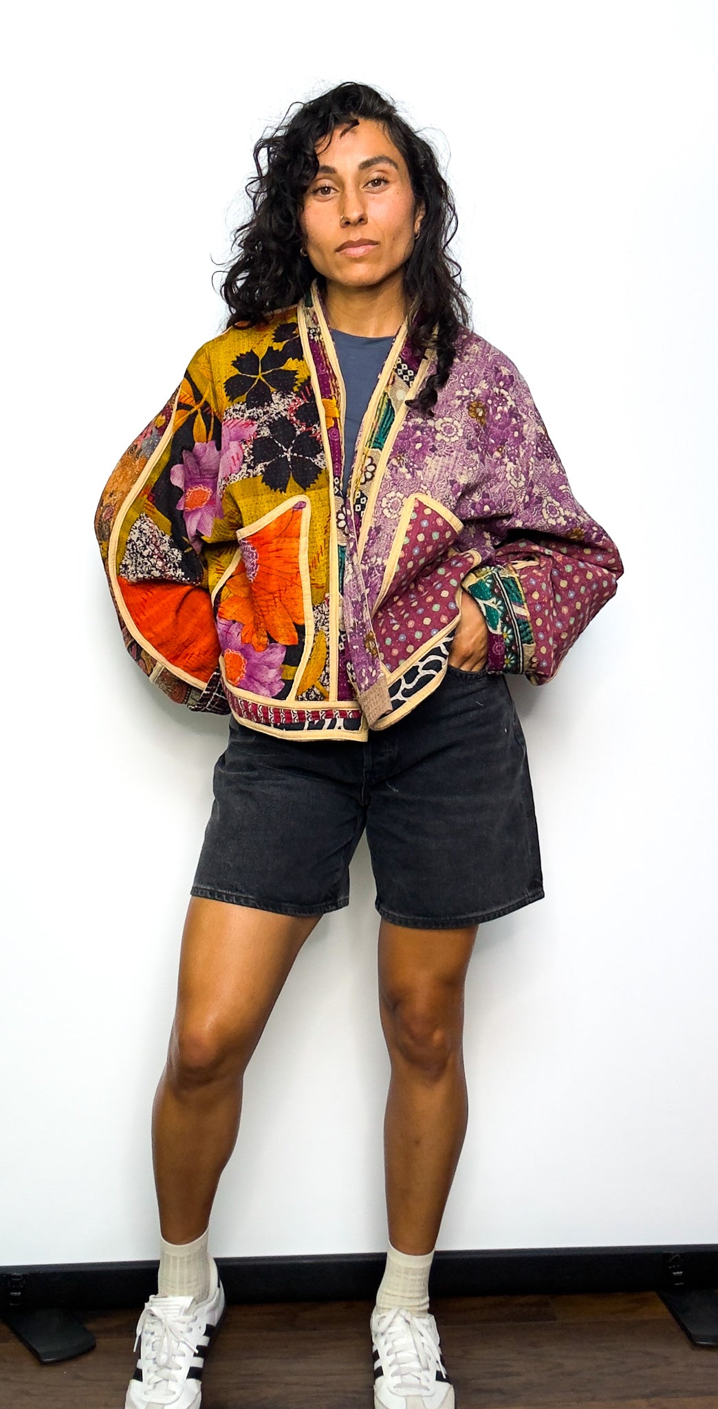 Plum Fairy | Raglan Sleeve Cropped Kantha Jacket