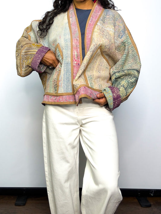 Dreams Come True | Raglan Sleeve Cropped Kantha Quilt Jacket