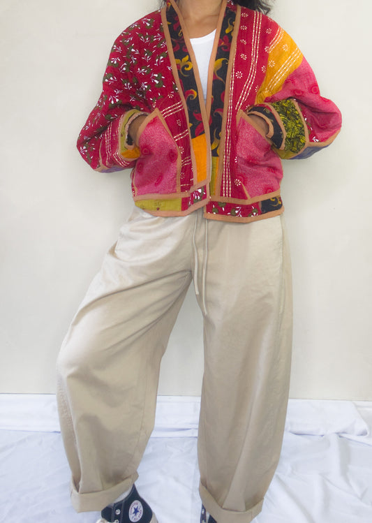 Captivate | Raglan Sleeve Cropped Kantha Jacket