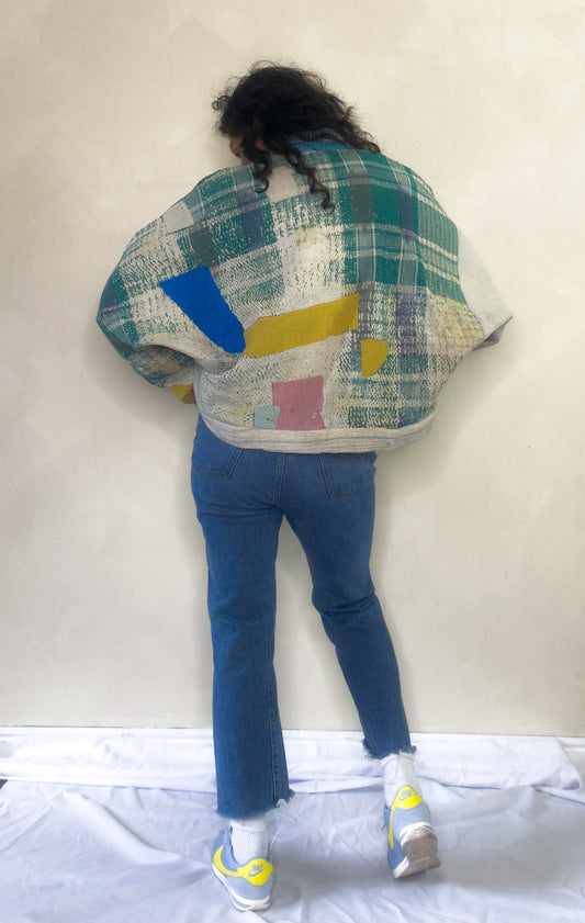 It's Fate | Raglan Sleeve Cropped Quilted Kantha Jacket
