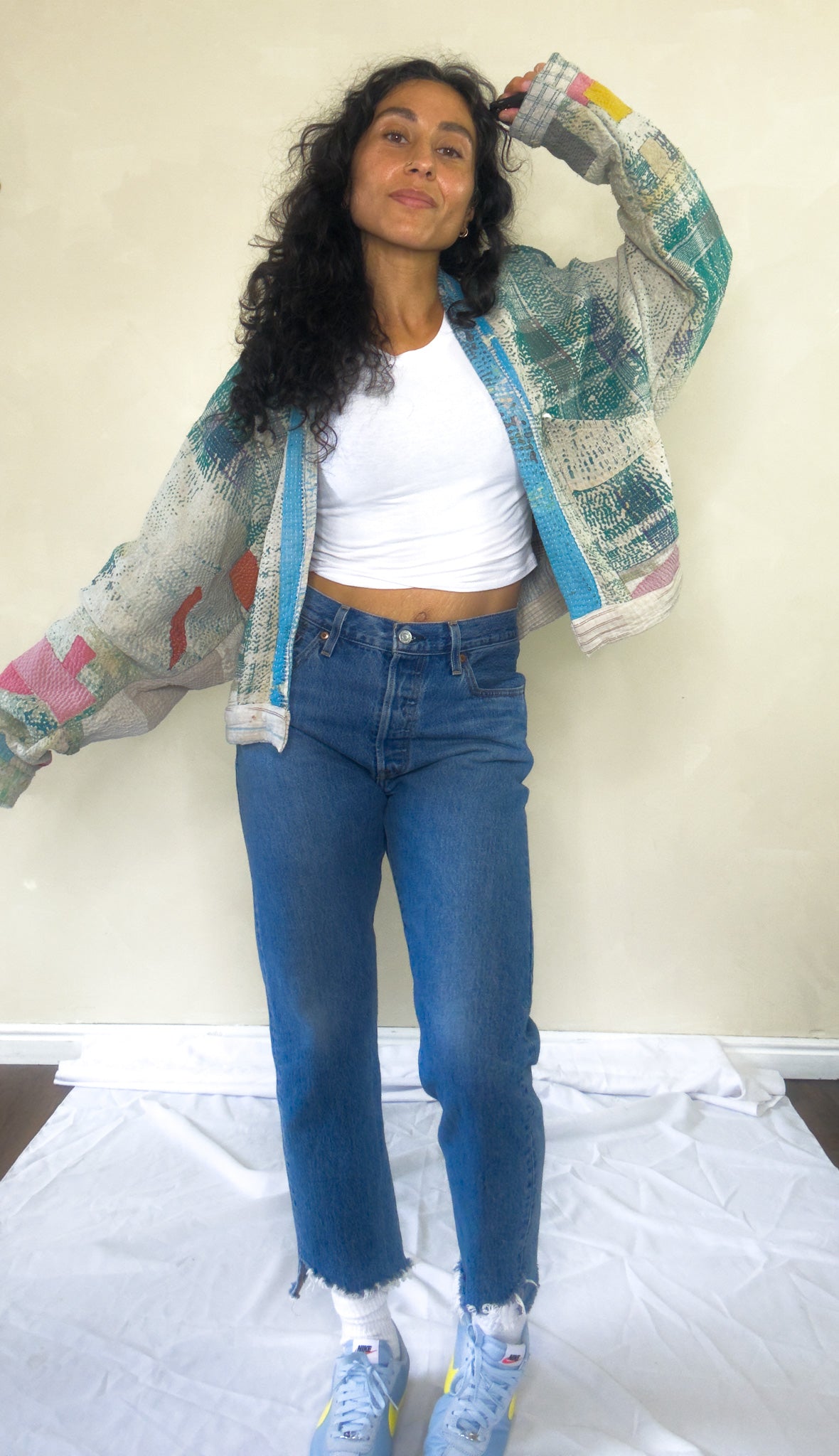It's Fate | Raglan Sleeve Cropped Quilted Kantha Jacket