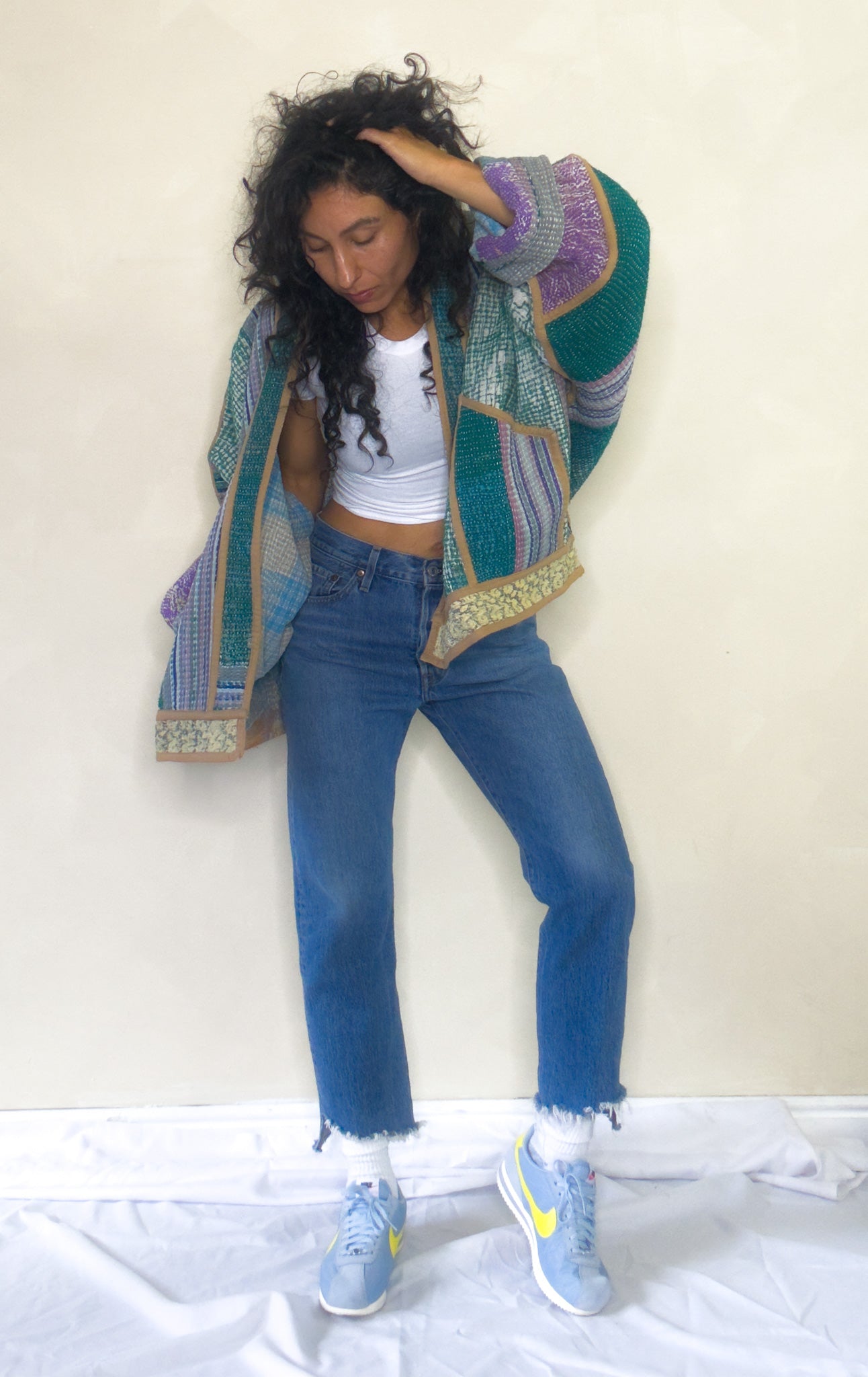 Diamonds | Raglan Sleeve Cropped Kantha Quilt Jacket