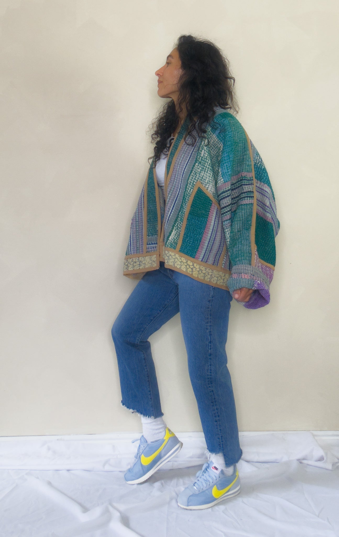 Diamonds | Raglan Sleeve Cropped Kantha Quilt Jacket