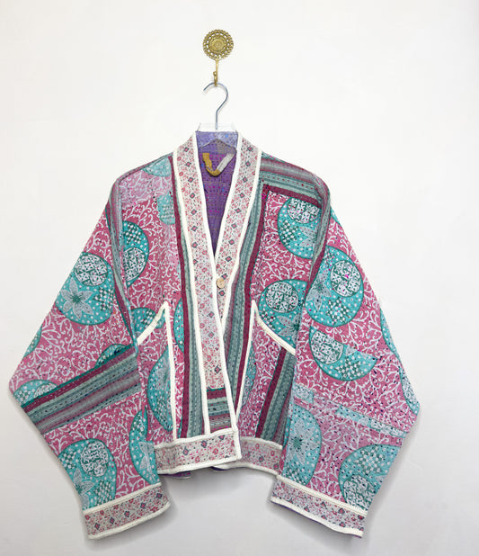 Good Karma | Raglan Sleeve Cropped Kantha Jacket | Reversible