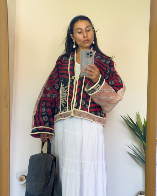 Good Karma | Raglan Sleeve Cropped Kantha Jacket | Reversible