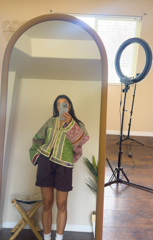 Good Karma | Raglan Sleeve Cropped Kantha Jacket | Reversible