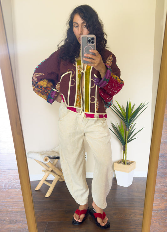 Good Karma | Raglan Sleeve Cropped Kantha Jacket | Reversible