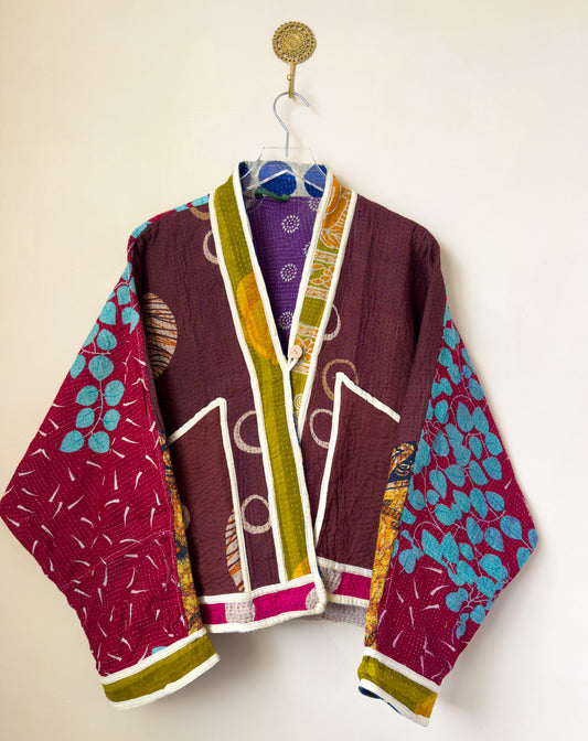 Good Karma | Raglan Sleeve Cropped Kantha Jacket | Reversible