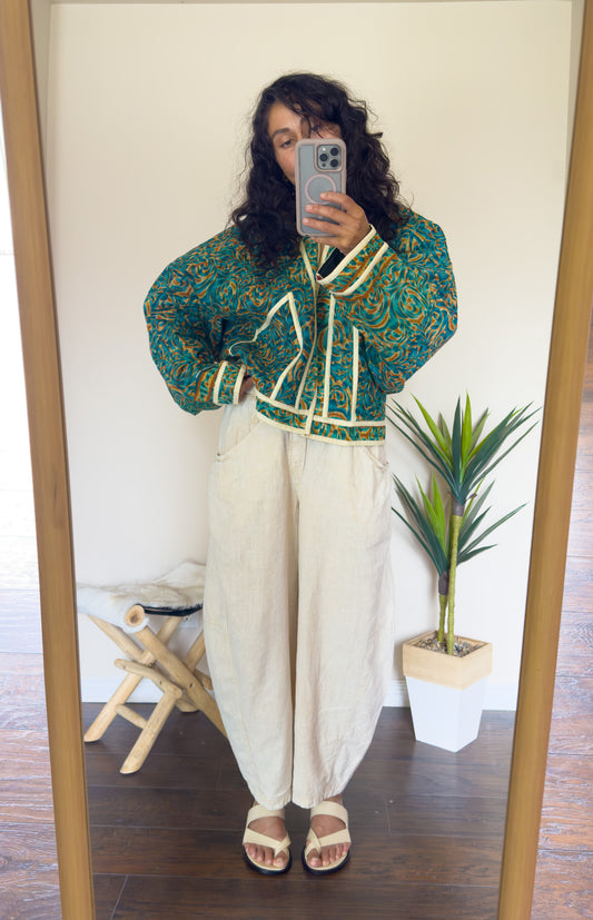 Good Karma | Raglan Sleeve Cropped Kantha Jacket | Reversible
