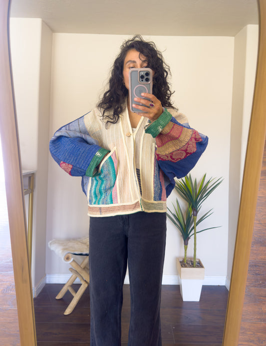Good Karma | Raglan Sleeve Cropped Kantha Quilt Jacket