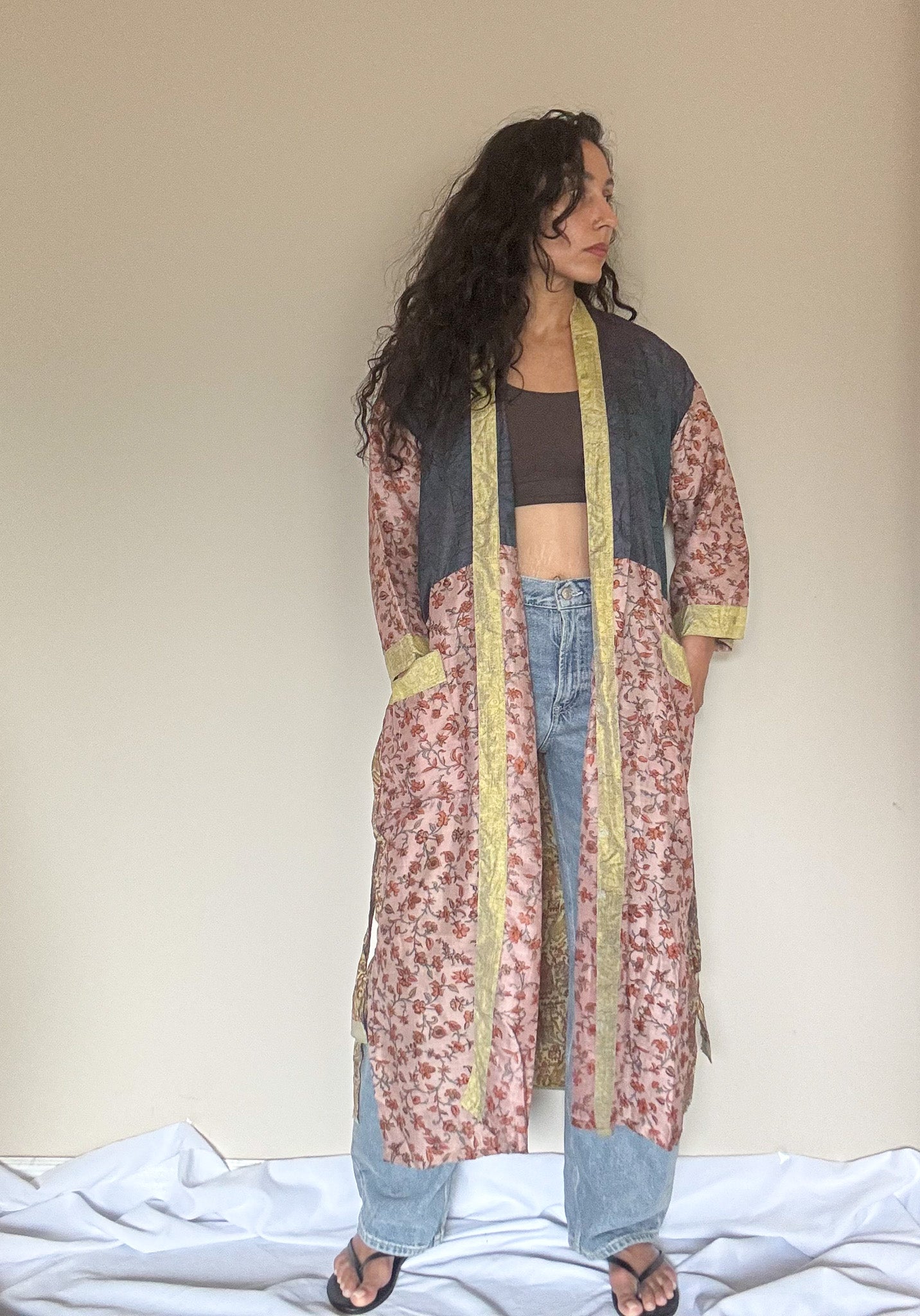 Natural Babe | Maxi Upcycled Silk Saree Kimono