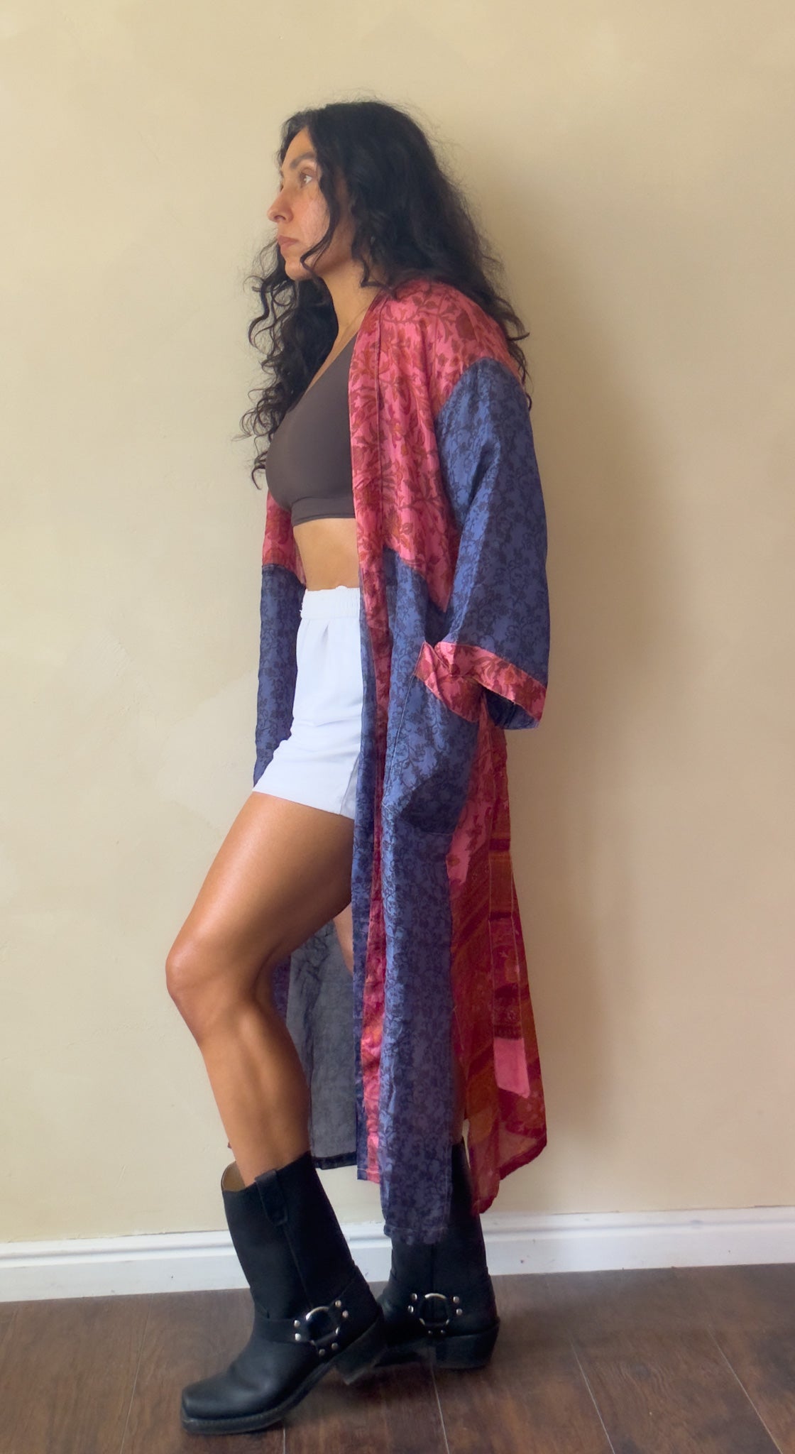 Red Rocks | Maxi Upcycled Silk Saree Kimono