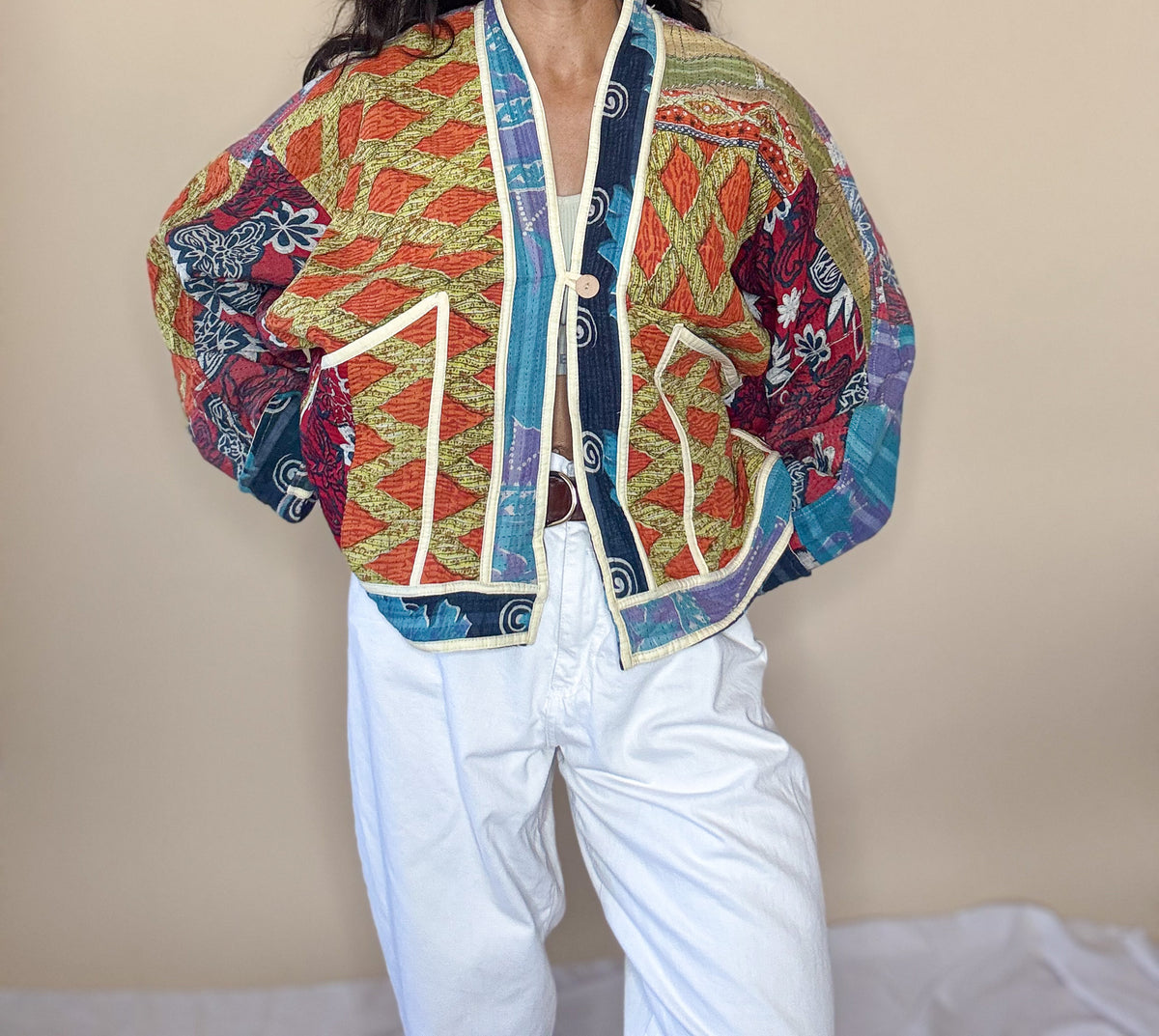 Good Karma | Raglan Sleeve Cropped Kantha Jacket