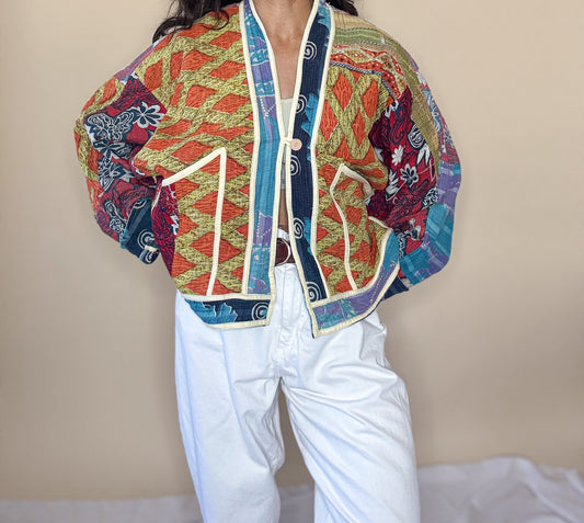 Good Karma | Raglan Sleeve Cropped Kantha Jacket